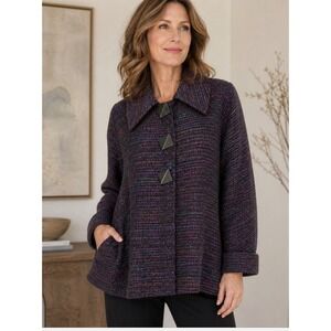Candiss‎ Cole Multicolored Silk-Blend Handwoven Jacquard Jacket Size Large Art